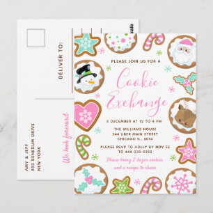 Weihnachtsplätzchen-Tauschaktion Pink und Grün Postkarte