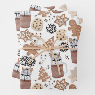 Weihnachtsplätzchen und heiße Schokolade - Festtag Geschenkpapier Set