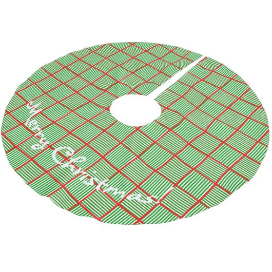 Weihnachtsplätze grün n n Rot Polyester Weihnachtsbaumdecke (Schrägansicht)