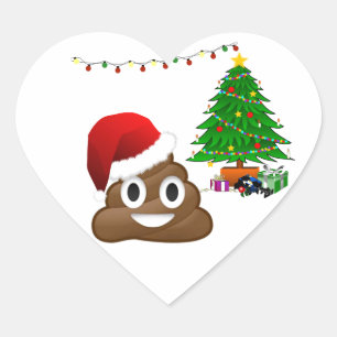 Weihnachtspoemoji Herz-Aufkleber