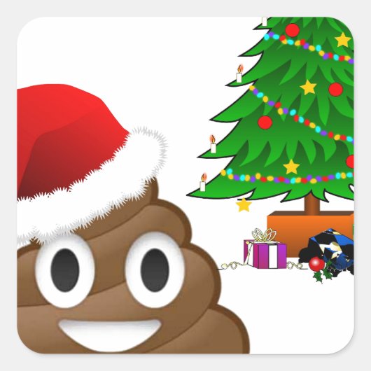 Weihnachtspoemoji Quadratischer Aufkleber (Vorderseite)