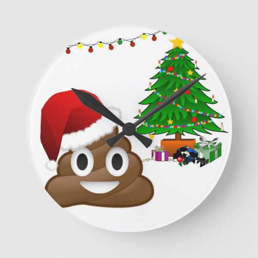 Weihnachtspoemoji Runde Wanduhr (Vorderseite)