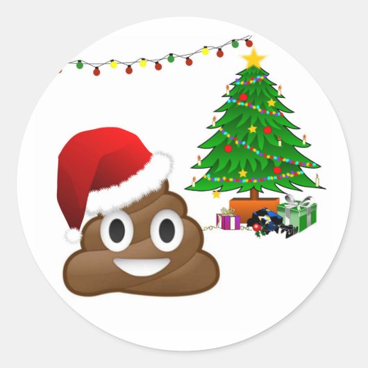 Weihnachtspoemoji Runder Aufkleber (Vorderseite)