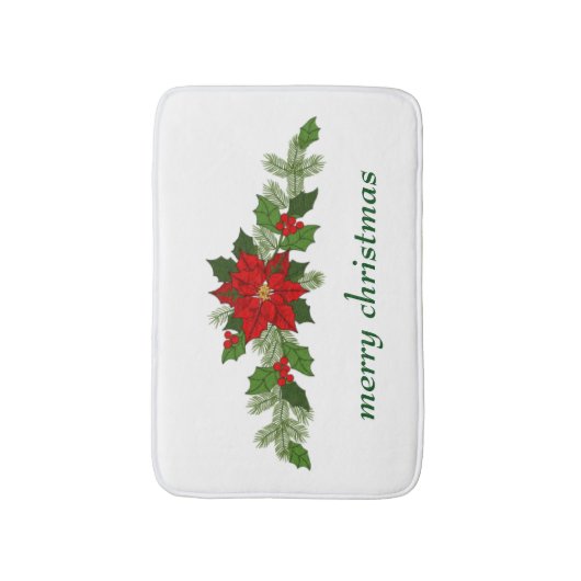 Weihnachtspoinsettia Badematte (Vorderseite Vertikal)