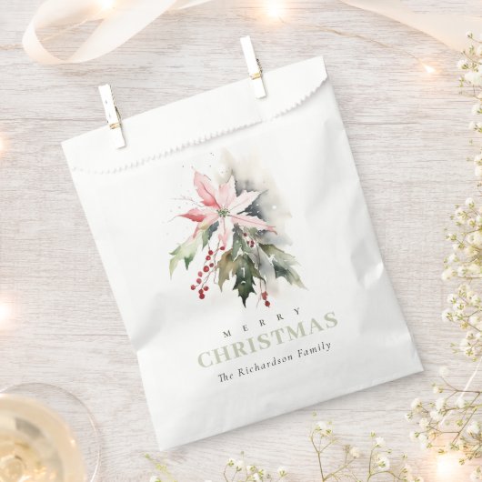 Weihnachtspoinsettia Berries Folies Wasserfarbe Geschenktütchen (Ausgeschnitten)