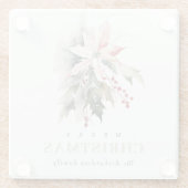 Weihnachtspoinsettia Berries Folies Wasserfarbe Glasuntersetzer (Rückseite)