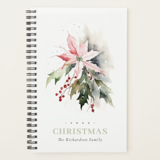Weihnachtspoinsettia Berries Folies Wasserfarbe Planer (Vorderseite)