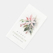 Weihnachtspoinsettia Berries Folies Wasserfarbe Serviette (Ecke)