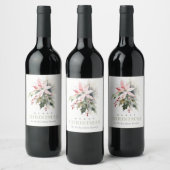 Weihnachtspoinsettia Berries Folies Wasserfarbe Weinetikett (Flaschen)