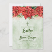 Weihnachtspoinsettia Blume Blumentaufen Einladung (Vorderseite)