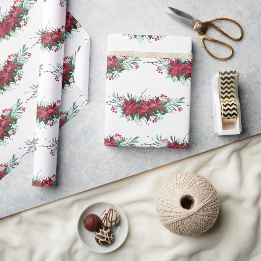 Weihnachtspoinsettia Botanisches Muster Geschenkpapier (Handwerk)