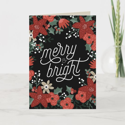 Weihnachtspoinsettia Foliage Faltkarte Karte (Vorderseite)