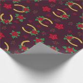 Weihnachtspoinsettia Horseshoe Reittier Muster Geschenkpapier (Ecke)