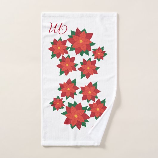 Weihnachtspoinsettia-Monogramm-Badezimmer-Tuch-Set Badhandtuch Set (Handtuch)