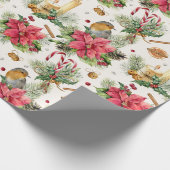 Weihnachtspoinsettia, Robin, Süßigkeiten, Kerzen Geschenkpapier (Ecke)