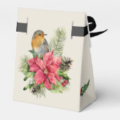 Weihnachtspoinsettia, Rotkehlchen, Kiefer, Zapfen, Geschenkschachtel (Rückseite)