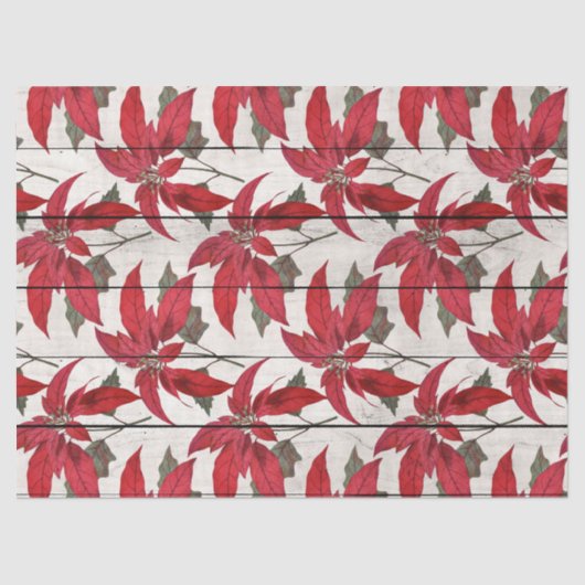 Weihnachtspoinsettias auf dem Holzdekoupage Seidenpapier (Vorderseite)