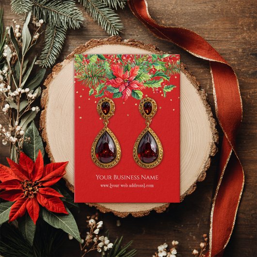 Weihnachtspoinsettias Earring Display Card