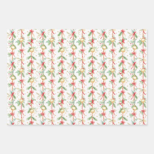 Weihnachtspoinsettias und Ornamente Geschenkpapier Set (Vorderseite 2)