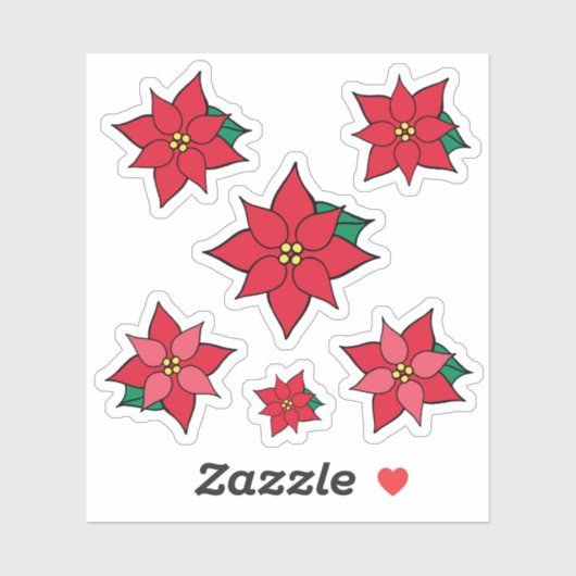 Weihnachtspoinsettias Variety Stickers Aufkleber (Blatt)