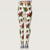 Weihnachtspoinsettie und Grünmuster Leggings (Vorderseite)