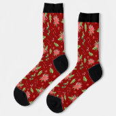 Weihnachtspoinsettie und heiliges Muster Socken (Linkes Detail)