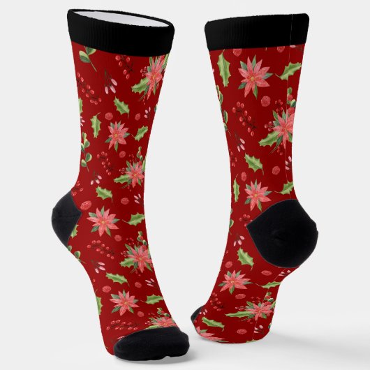 Weihnachtspoinsettie und heiliges Muster Socken (Gewinkelt)