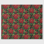 Weihnachtspoinsettien Geschenkpapier (Flach)