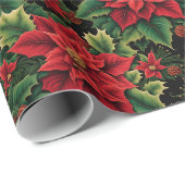 Weihnachtspoinsettien Geschenkpapier (Rolleneckpunkt)