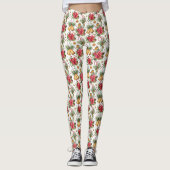 Weihnachtspoinsettien, Kanuchen, Vögel Leggings (Vorderseite)