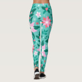 Weihnachtspoinsettienmuster Leggings (Rückseite)
