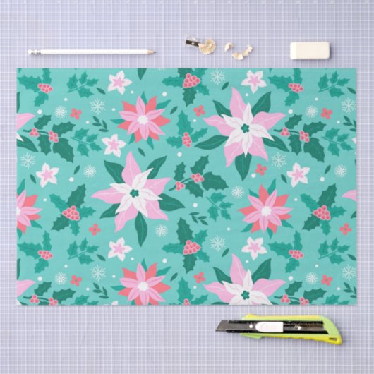 Weihnachtspoinsettienmuster Seidenpapier (Handwerk)