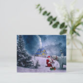 Weihnachtspolar Bär Santa Snow Szene Postkarte (Stehend Vorderseite)