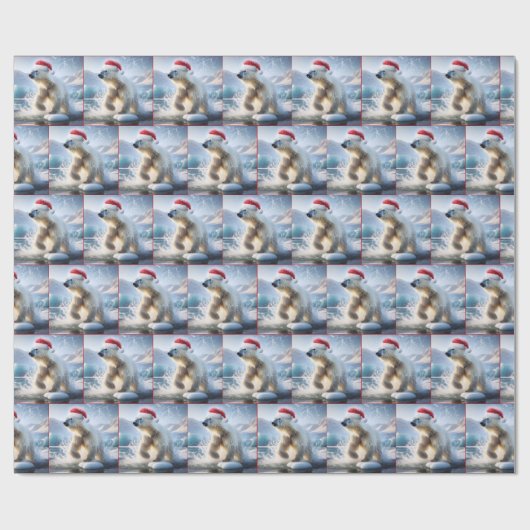 Weihnachtspolar mit Santa Cap Geschenkpapier (Flach)