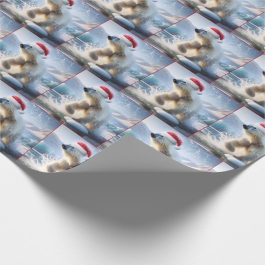 Weihnachtspolar mit Santa Cap Geschenkpapier (Ecke)