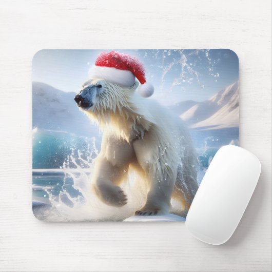Weihnachtspolar mit Santa Cap Mousepad (Mit Mouse)