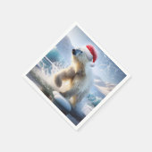 Weihnachtspolar mit Santa Cap Serviette (Ecke)