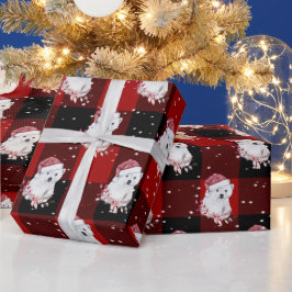 Weihnachtspolarbär auf Buffalo Kariert Geschenkpapier