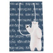 Weihnachtspolarbär auf Sternen Mittelgeschenktasch Mittlere Geschenktüte (Rückseite)
