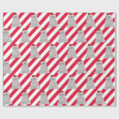 Weihnachtspolarbär auf Streifen Geschenkpapier (Flach)