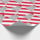 Weihnachtspolarbär auf Streifen Geschenkpapier (Ecke)