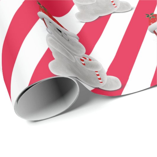 Weihnachtspolarbär auf Streifen Geschenkpapier (Rolleneckpunkt)