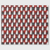 Weihnachtspolarbär auf Tartan Kariert Geschenkpapier (Flach)