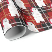 Weihnachtspolarbär auf Tartan Kariert Geschenkpapier (Rolleneckpunkt)