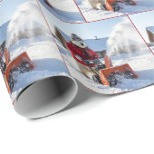 Weihnachtspolarbär, der einen Schneefräser schiebt Geschenkpapier (Rolleneckpunkt)