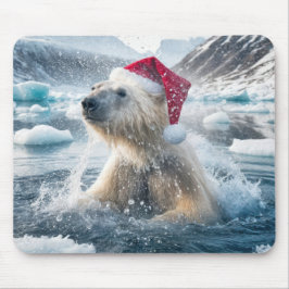 Weihnachtspolarbär im Wasser Mousepad
