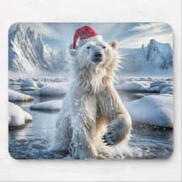 Weihnachtspolarbär in arktischem Wasser Mousepad