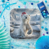 Weihnachtspolarbär in arktischem Wasser Pappteller (Party)
