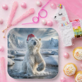 Weihnachtspolarbär in arktischem Wasser Pappteller (Party)