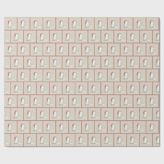 Weihnachtspolarbär in Schneeflocken Geschenkpapier (Flach)